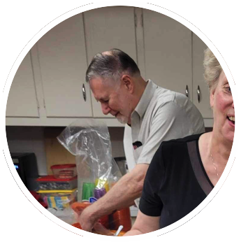 All ages helping out in the kitchen